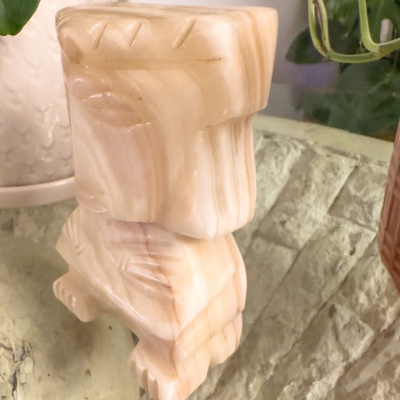 Vintage Hand Carved Agate Onyx Marble Stone Aztec Figural Bookend - Picture 5 of 8
